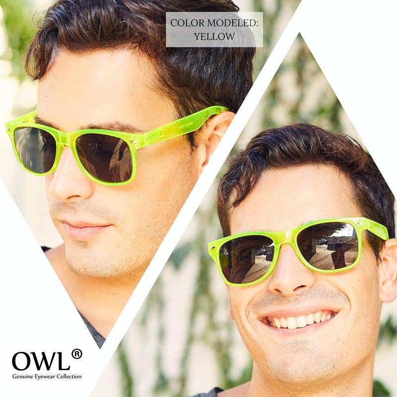 OWL Classic Vintage Retro 80's Sunglasses for Mens or Women Colored Frame (Glow in the Dark Smoke Lens Turquoise, PC Lens) - Image 2